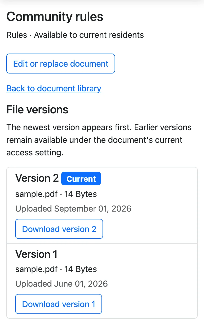 MyHOA: shared documents with version history